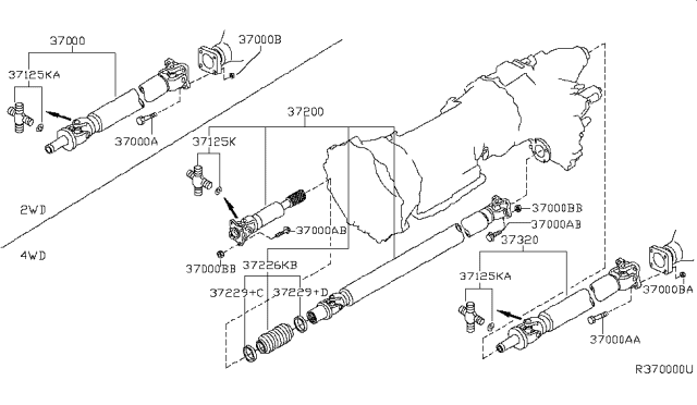 2007 Infiniti QX56 Shaft Assembly-Front PROPELLER Diagram for 372007S12A