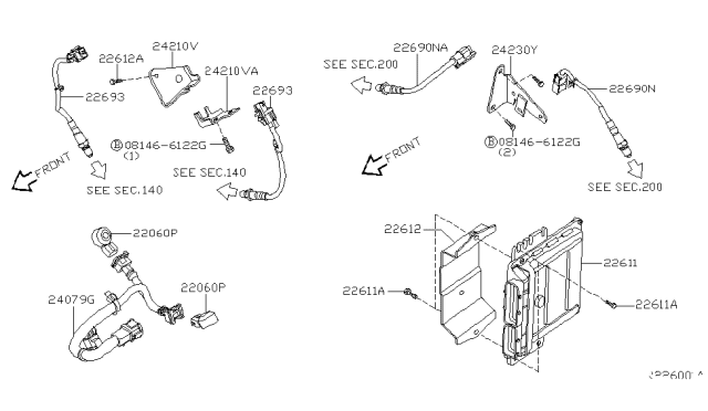 2005 Infiniti QX56  Engine Computer Module Ecu Ecm Diagram for 237107S876
