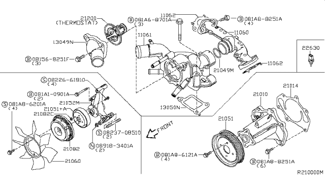 2008 Infiniti QX56  Pulley-Fan & Water Pump Diagram for 210517S000