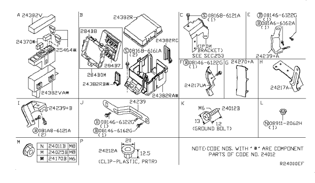 2008 Infiniti QX56  Bracket-Harness Clip Diagram for 242397S000