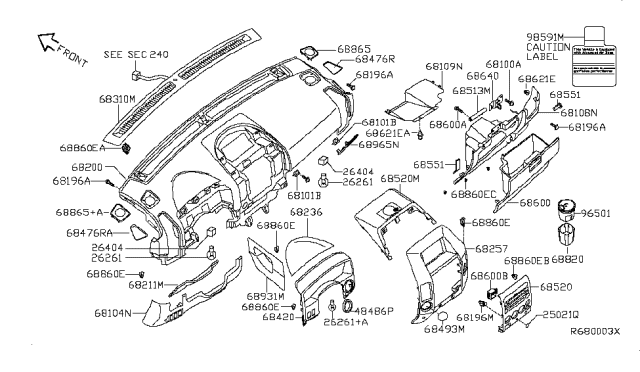 2008 Infiniti QX56  Mat-Pocket Deck Diagram for 685327S000