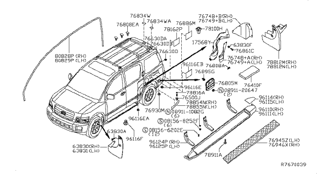 2007 Infiniti QX56  Nut Diagram for 0891120647