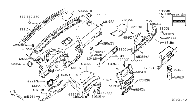 2009 Infiniti QX56 RETAINER-Glove Box Diagram for 681879GA0B
