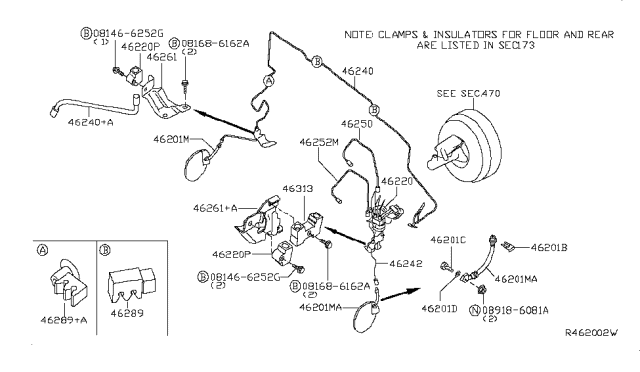 2010 Infiniti QX56  Bracket-Brake Tube Diagram for 462617S000