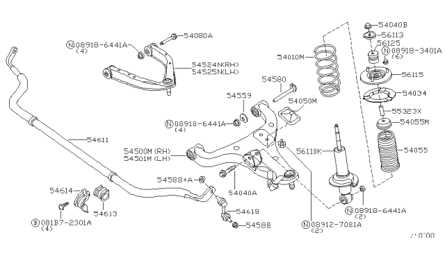 2007 Infiniti QX56  Front Lower Left Suspension Link Complete Diagram for 54501ZC30A