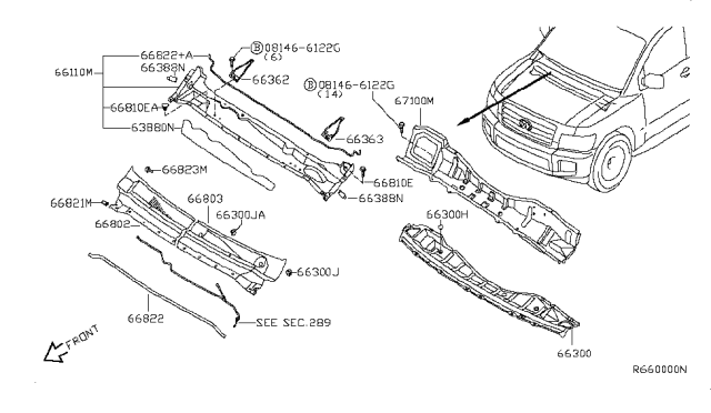 2010 Infiniti QX56 Reinforce-Cowl Top, LH Diagram for 66363ZE00A