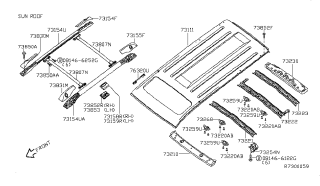 2010 Infiniti QX56 Rivet Diagram for 970969Z320