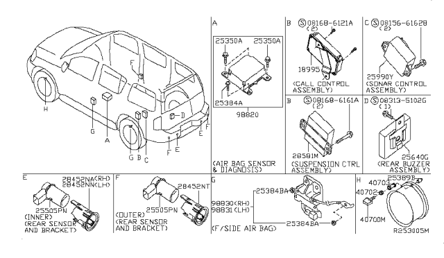 2007 Infiniti QX56  Nut (BOM) Diagram for 012250003U