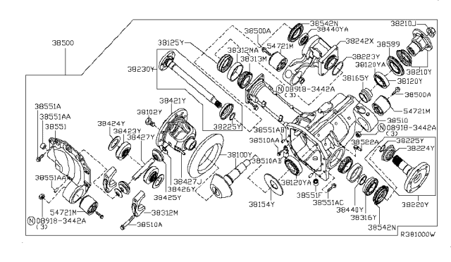 2010 Infiniti QX56 Circlip-Side Flange Diagram for 382258S11A
