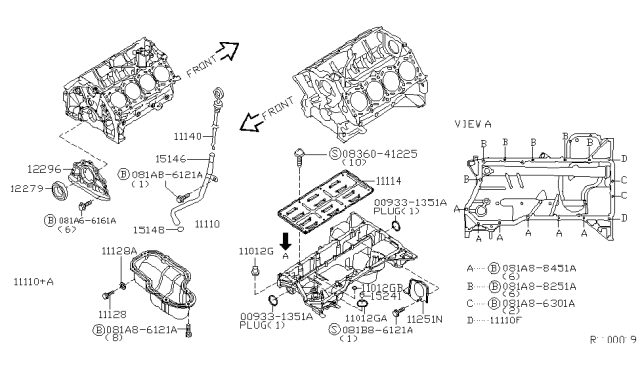 2010 Infiniti QX56  Oil Pan Assembly Diagram for 111107S00A