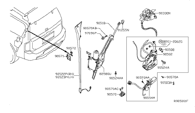 2007 Infiniti QX56  Motor-POWERASSISTBACKDOOR Diagram for 825807S40A