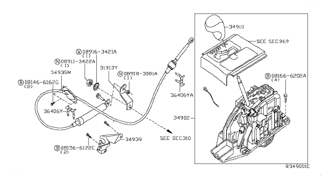 2010 Infiniti QX56  Plate-Lock Diagram for 364067S000
