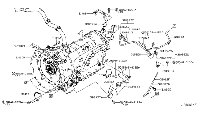 2017 Infiniti Q70 Standard Hardware Diagram for 081A86122A