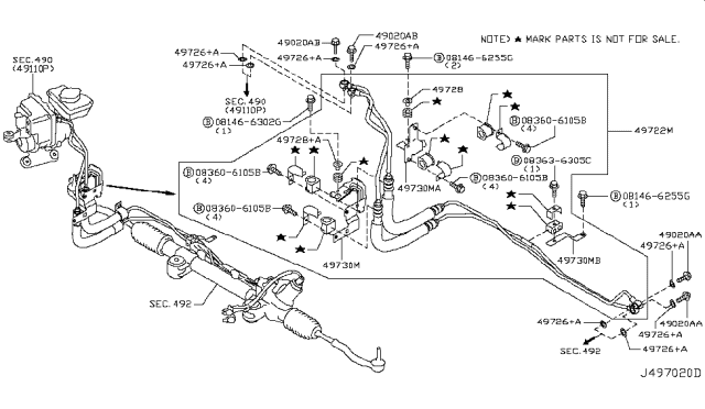 2014 Infiniti Q70 Bracket-Tube Diagram for 497301MG2A