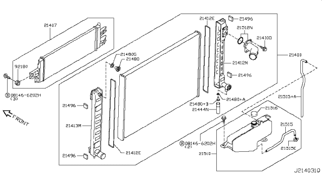 2013 Infiniti M35h Seal - Radiator Diagram for 214961BA0A