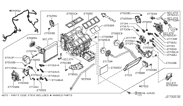 2013 Infiniti M35h  Nut Diagram for 274621ME0A