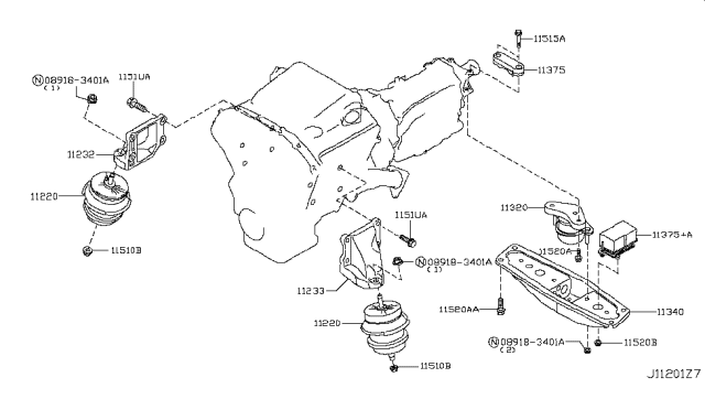 2013 Infiniti M35h INSULATOR Engine Mount Rear LH Diagram for 113201MC0A