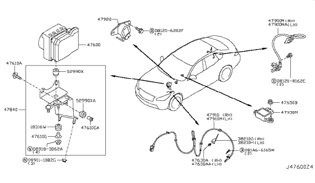 2013 Infiniti M35h  Bolt FLANGE, HEXGON Diagram for 081A66165M