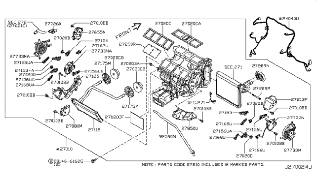 2016 Infiniti Q70  Heating Unit-Front Diagram for 271101MA2A