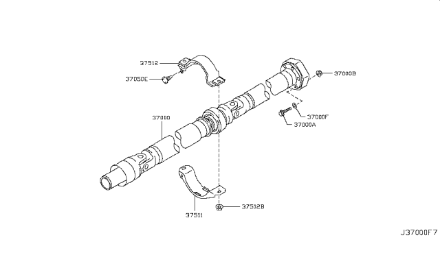 2014 Infiniti Q70  Shaft Assembly PROPELLER Diagram for 370003WG0B