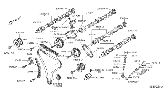 2018 Infiniti Q70 SPROCKET-CAMSHAFT Intake Diagram for 130251MR2C