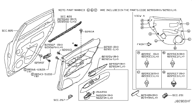 2014 Infiniti Q70  Clip Diagram for 809991PN0A