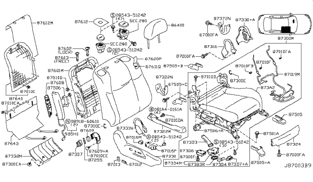 2017 Infiniti Q70  Cushion Assy-Front Seat Diagram for 873001MJ3A