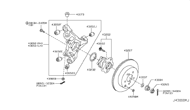 2014 Infiniti Q70  Nut Diagram for 402624GA0C