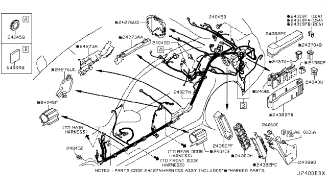 2016 Infiniti Q70 Terminal-Connector, Male Diagram for 243431MG0A