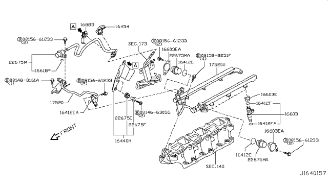2012 Infiniti M35h Seal O-Ring Diagram for 166188J00A