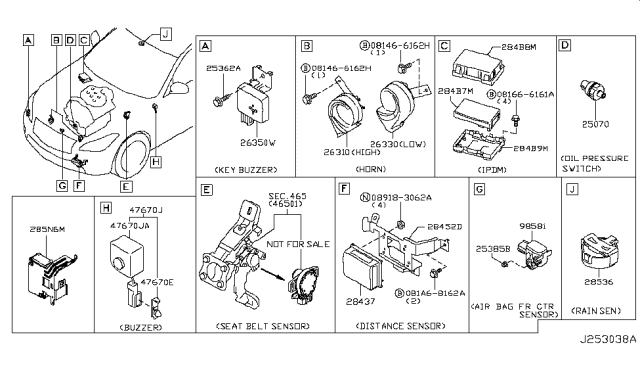 2017 Infiniti Q70 Horn Assy-Electric Low Diagram for 256201CA0B
