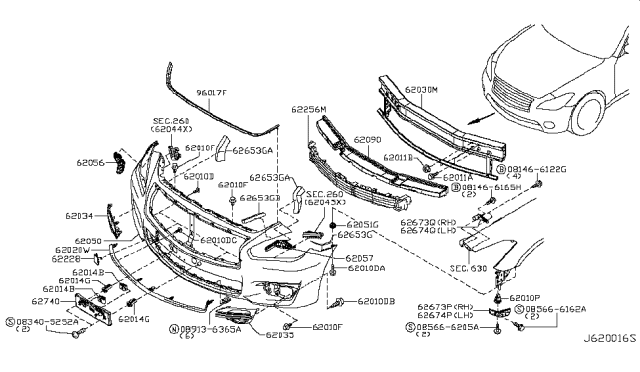 2018 Infiniti Q70  FINISHER-Front Bumper FASCIA, RH Diagram for 622564AM2A