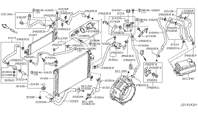 2017 Infiniti Q70  Connector-Sub Cooling Diagram for 215161MG0A