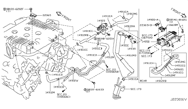 2012 Infiniti M35h Hose-EVAPORATOR Control Diagram for 14912JK20B