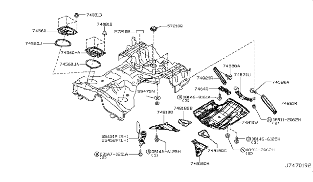 2015 Infiniti Q70  DIFFUSER Assembly - Rear Diagram for 748A21MA0A