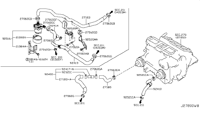 2013 Infiniti M35h Clip Diagram for 1643917B0A