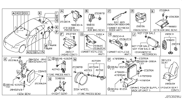 2013 Infiniti M35h  Clip Diagram for 015538990C