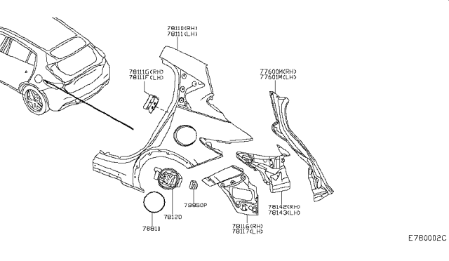 2017 Infiniti QX30 Base-Rear Combination Lamp, RH Diagram for G81405DAMA