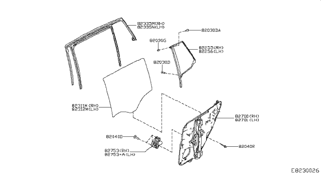 2018 Infiniti QX30 Motor Assy-Regulator, LH Diagram for 827315DM0A