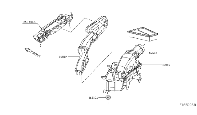 2019 Infiniti QX30 Air Cleaner Diagram for 165005DD0A