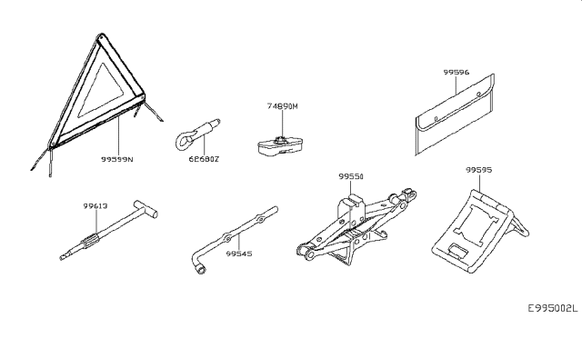 2018 Infiniti QX30 Rod-Jack Handle Diagram for 995525DA0A