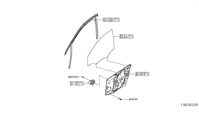 2017 Infiniti QX30 Glass Run Rubber-Front Door RH Diagram for 803305DA1A