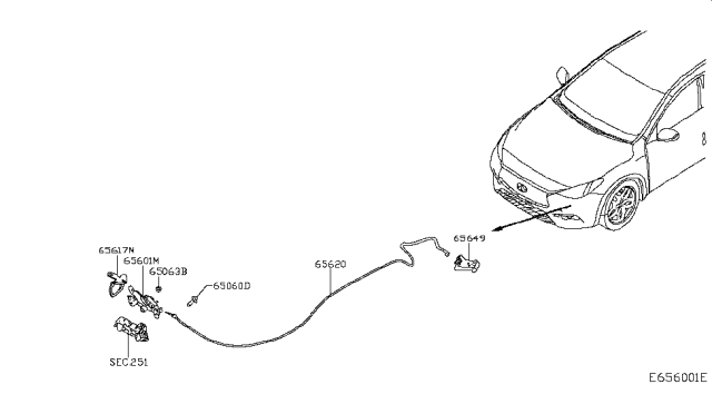 2019 Infiniti QX30  Hood Lock Assembly Diagram for 656015DA0B