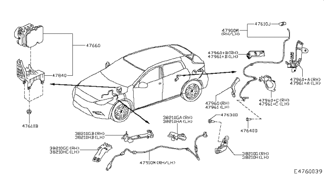 2019 Infiniti QX30  Sensor Assy-Antiskid, Front Diagram for 479105DA0A