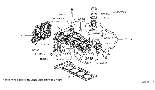 2019 Infiniti QX30  Seal-Oil, Rocker Cover Diagram for 13276HG00A