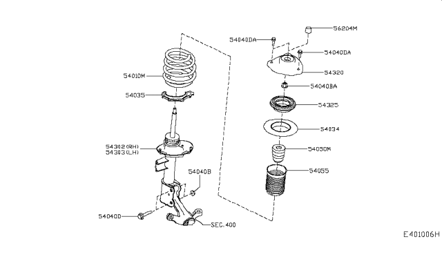 2018 Infiniti QX30  Bearing-Strut Mounting Diagram for 543255DA0A