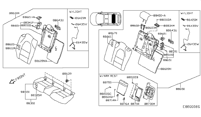 2017 Infiniti QX30 Bush-Hinge, Rear Seat Back Diagram for 886045DA0A
