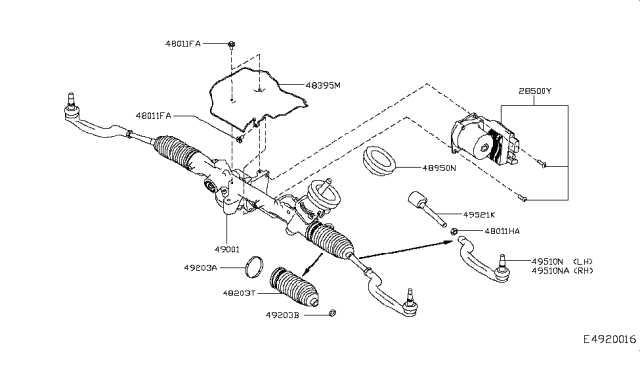 2018 Infiniti QX30  Power Steering Gear & Linkage Assembly Diagram for 490015DF3D
