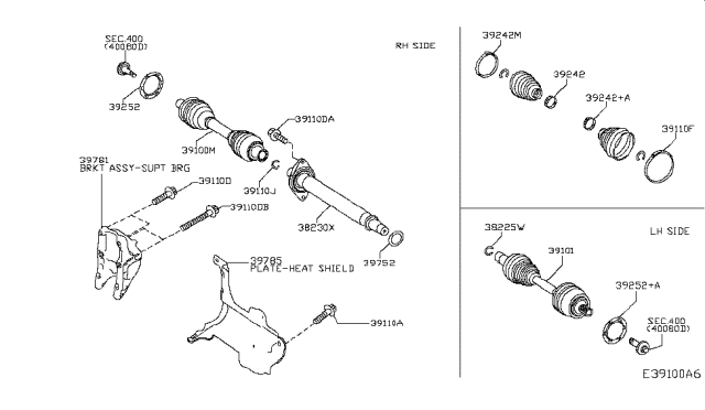 2017 Infiniti QX30  Shaft Assembly-Front Drive RH Diagram for 391005DC0C