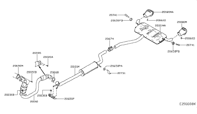 2018 Infiniti QX30  Clamp-MUFFLER Lower Diagram for 206755DA1A